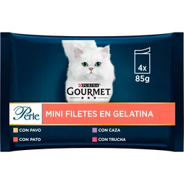 Purina Gourmet Perle Láminas en Gelatina para Gatos, Alimento Húmedo Multipack Surtido, 12 Sobres de 85g