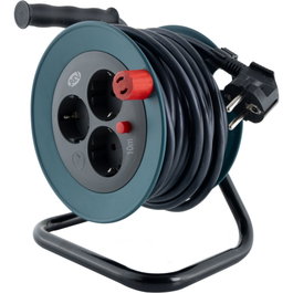 Rev Carrete de cable Mini 3 tomas 10 m Petrol/Negro