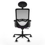 Silla de oficina Zulema con mecanismo Sincro tapizada con Tela color Morado y malla color Blanco. Equipada con lumbar 1D, Brazos 2D, Cabecero Fijo y Ruedas 65mm nailon
