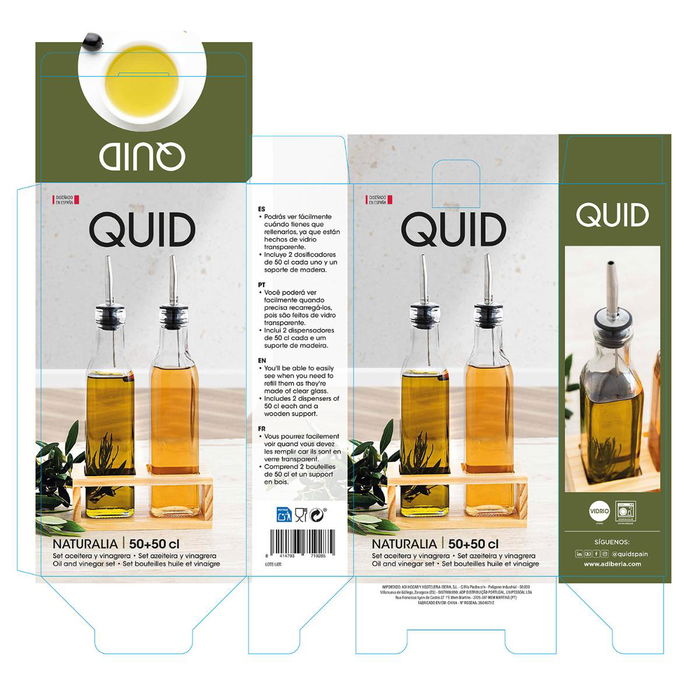 Set Aceitera y Vinagrera Vidrio Naturalia Quid 500 mL