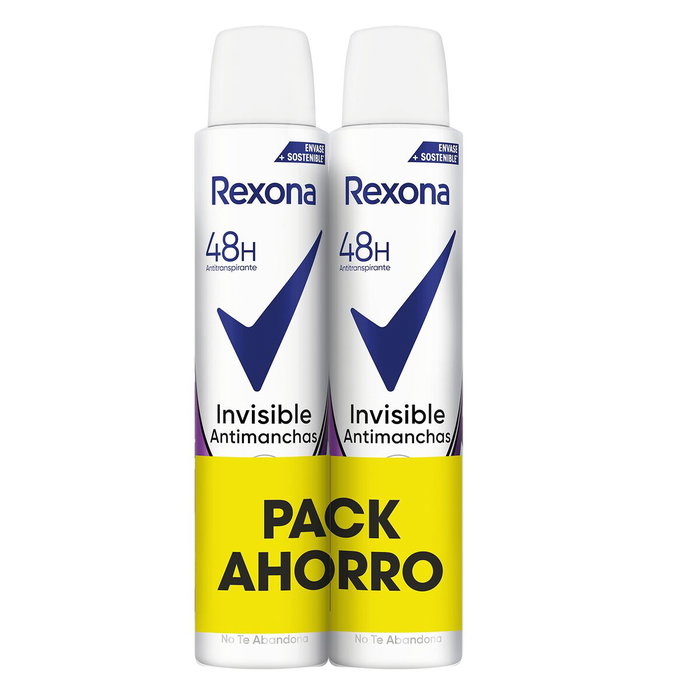 Rexona Desodorante Spray Invisible Antimanchas 48 h - Pack de 2 unidades de 200 ml Rexona Desodorante Spray Invisible Antimanchas 48 h - Pack de 2 unidades de 200 ml