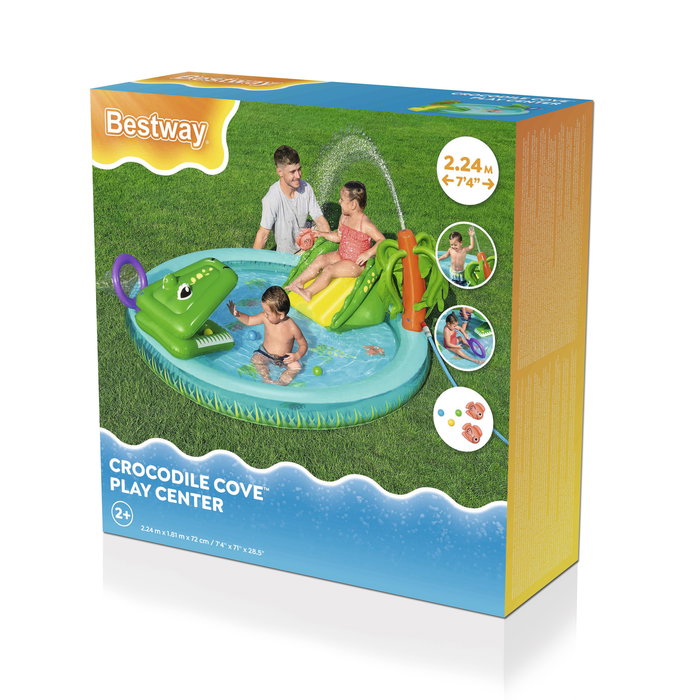 Bestway Piscina Hinchable Parque de Juegos Cocodrilo 224x181x72 cm +2 Años Jardin 53166