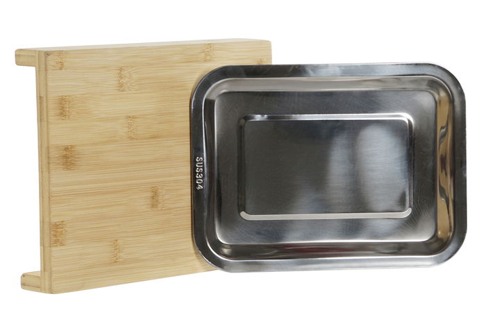 DKD Home Decor Tabla Cortar Bambu Inox Natural Plateado Bandeja 21.5 x 4.2 x 28 cm Set de 2