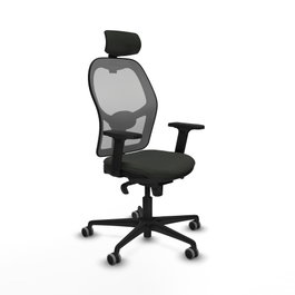 PIQUERAS Y CRESPO Silla de oficina Jorquera con mecanismo Sincro, Tela Negra y Malla Gris