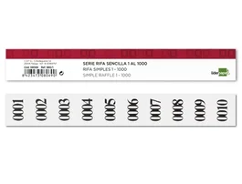 Liderpapel Tira de Rifa Sencilla 1 al 1000 Talonario Engomado 10 Números por Tira