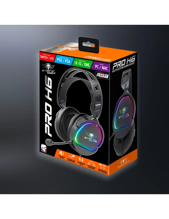 Spirit of gamer pro-h6 Auriculares RGB para PC, PS, Xbox y Switch Spirit of gamer pro-h6 Auriculares RGB para PC, PS, Xbox y Switch
