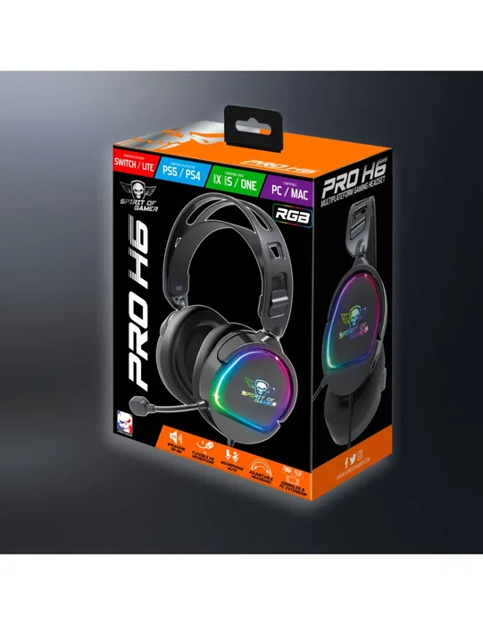 Spirit of gamer pro-h6 Auriculares RGB para PC, PS, Xbox y Switch Spirit of gamer pro-h6 Auriculares RGB para PC, PS, Xbox y Switch