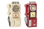 DKD Home Decor Reloj de Sobremesa Metal de Teléfono Surtido Rojo y Crema
