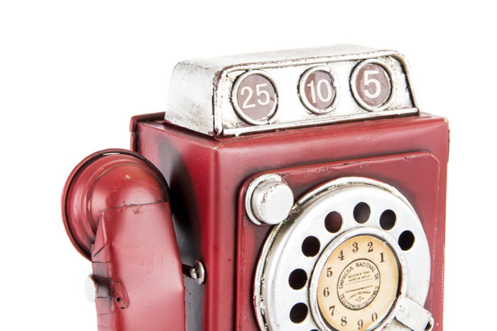 DKD Home Decor Reloj de Sobremesa Metal de Teléfono Surtido Rojo y Crema