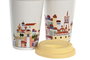 DKD Home Decor Pack de 6 Tazas de Porcelana Casitas Multicolor 400 ml