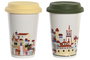 DKD Home Decor Pack de 6 Tazas de Porcelana Casitas Multicolor 400 ml