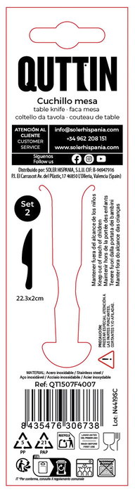 Inde Set 2 Cuchillos de Mesa Sofia 22 cm (12 Cajas)
