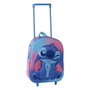 Cerdá Mochila infantil trolley 3D Stitch 25x30x12 cm con ruedas para niños 3 años