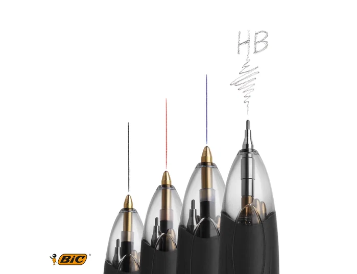 BIC Bolígrafo Multifunción de 3 Colores y Portaminas 0,7 mm, Caja de 12 Unidades