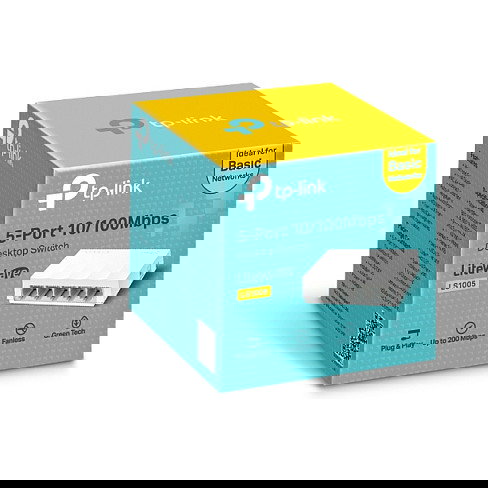 TP-Link LS1005 5 Puertos Switch de Red No Administrado, Fast Ethernet 10/100 Mbps, Capacidad 1 Gbit/s, Blanco
