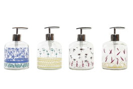 DKD Home Decor Dosificador Tropical 350ml Gres y Cristal Multicolor 8 x 14 x 10 cm