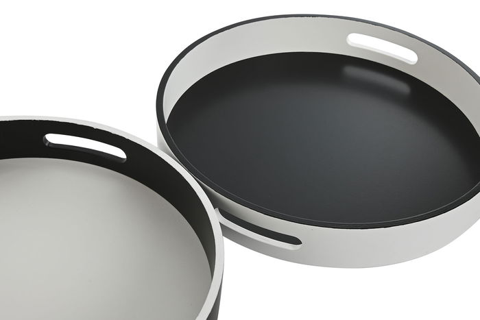 DKD Home Decor Bandeja MDF Blanco Negro 35 x 35 x 5 cm (4 Unidades)