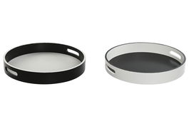 DKD Home Decor Bandeja MDF Blanco Negro 35 x 35 x 5 cm (4 Unidades)