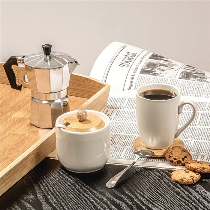 Caison Pack 6 Tazas Porcelana Mate Blanco 350 ml