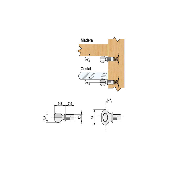 ITALIANA FERRAMENTA Soporte Estante Dream Piv.5 M4 Niquel con Goma Transparente para Cristal, Set de 100 unidades