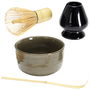 Home Deco Factory Juego de Preparación Té Matcha Natural con Bol, Cuchara, Batidor y Soporte para ceremonia del té