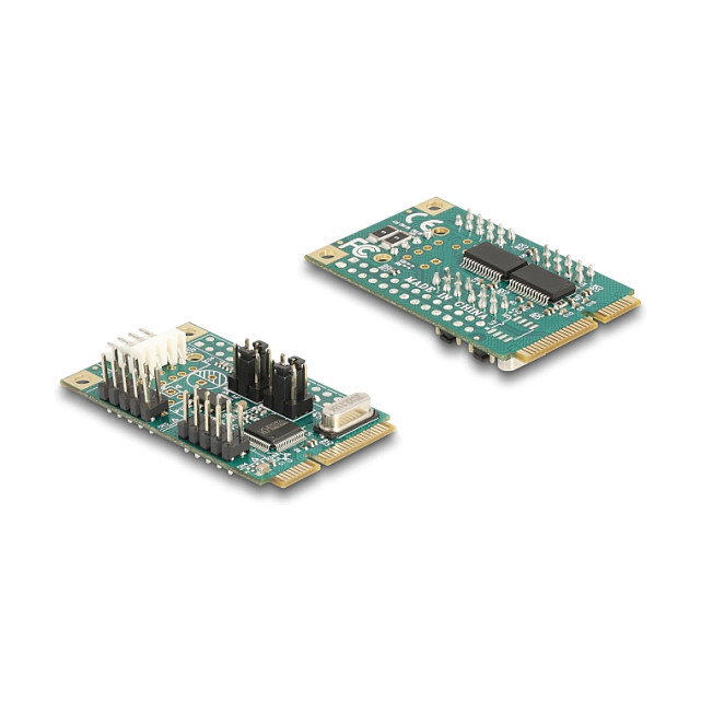 DeLOCK 95276 Adaptador Mini PCI Express a 2 Puertos RS-232 Serial con Alimentación 5V/12V, Factor de Forma Full-Size, Compatible con Windows 10/11 y Server 2022
