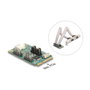 DeLOCK 95276 Adaptador Mini PCI Express a 2 Puertos RS-232 Serial con Alimentación 5V/12V, Factor de Forma Full-Size, Compatible con Windows 10/11 y Server 2022