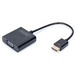 Digitus Convertidor HDMI a VGA D-Sub Negro 1920x1080p 1080p 165MHz