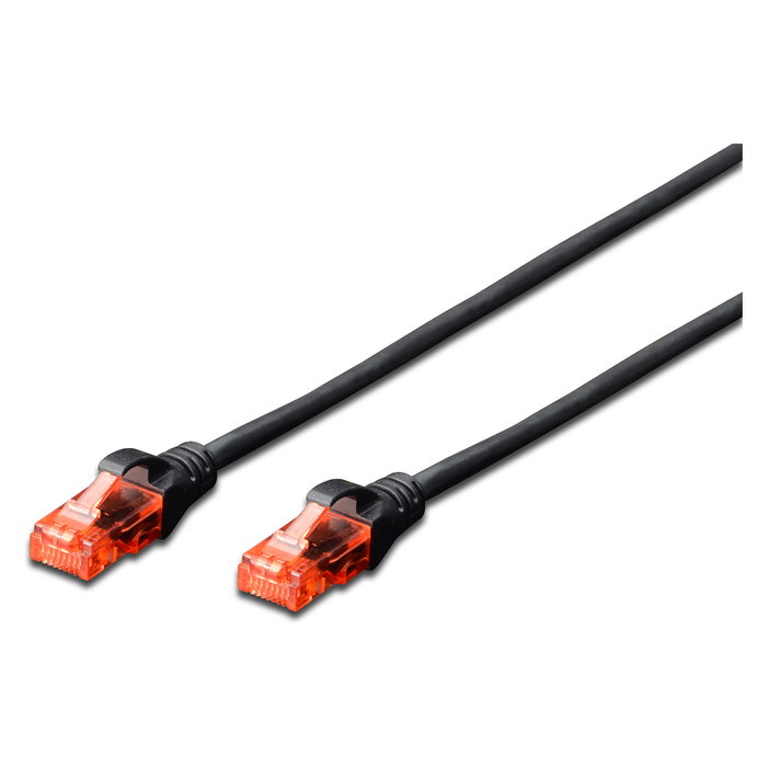Digitus Cable de Red Ethernet CAT 6 U/UTP LSZH, Patch Cord RJ45, Longitud 0.25m, Negro - Categoría E