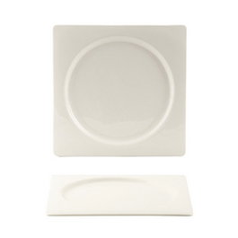 Summa Valet Gourmet Plato Llano Cuadrado 25x25 cm en Vitro Porcelana Color Marfil (Set de 6)