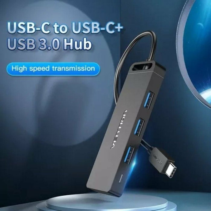 Vention Hub USB-C 5 en 1 TGTBB con 3x USB 3.0, 1x USB-C y 1x Micro-B