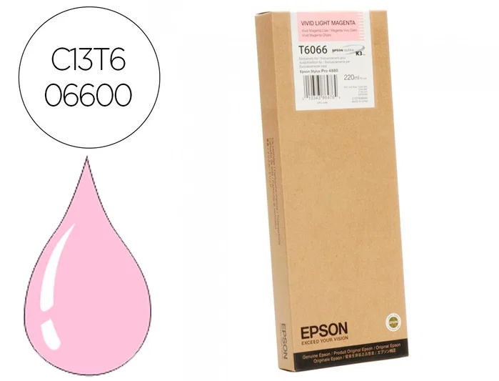 Epson Cartucho T606600 Magenta Claro Vivo 220 ml Original Epson Cartucho T606600 Magenta Claro Vivo 220 ml Original
