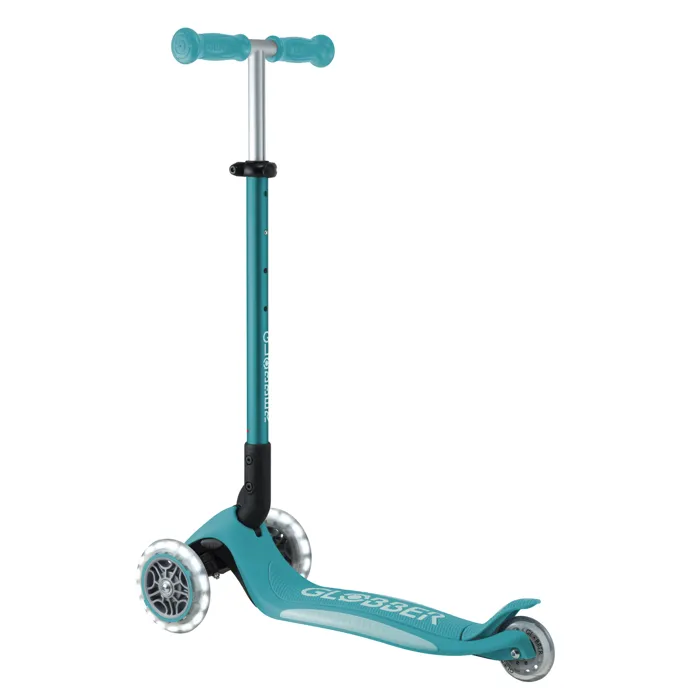 Patinete plegable de 3 ruedas - GLOBBER - PRIMO PLEGABLE PLUS LIGHTS - Azul agua - Ruedas luminosas - 2 a 9 años - 50 Kg