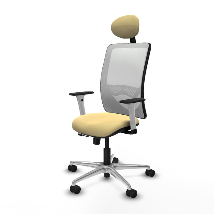 PIQUERAS Y CRESPO Silla de oficina Zulema con mecanismo Sincro/Traslack, Crema y Blanco