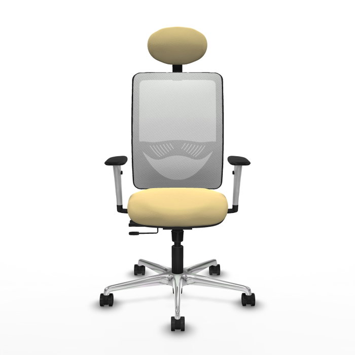 PIQUERAS Y CRESPO Silla de oficina Zulema con mecanismo Sincro/Traslack, Crema y Blanco