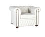 GINER Y COLOMER Sillón Chester Uniplaza Tapizado en Piel Natural Acabado Blanco