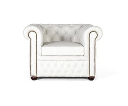 GINER Y COLOMER Sillón Chester Uniplaza Tapizado en Piel Natural Acabado Blanco