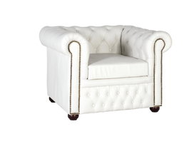 GINER Y COLOMER Sillón Chester Uniplaza Tapizado en Piel Natural Acabado Blanco