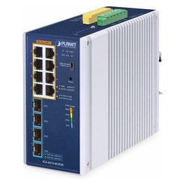PLANET IGS-4215 Interruptor Administrado Industrial L2/L4 8 Puertos PoE++ Gigabit Ethernet con 4 SFP+, IP30 para Montaje Pared/Rail DIN