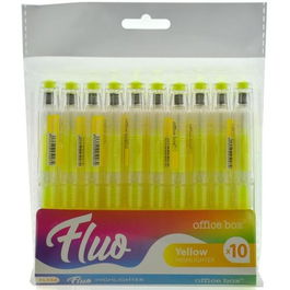 OFFICE BOX Marcador Fluorescente Fluo Recargable Amarillo Pack 10 Unidades