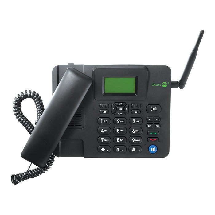 Doro 4100H Teléfono IP GSM para Mesa Negro con Bluetooth 4.2, Pantalla LCD, Altavoz y 500 Entradas en Agenda