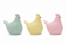DKD Home Decor Figura Cerámica Gallina Surtido de 3 Modelos