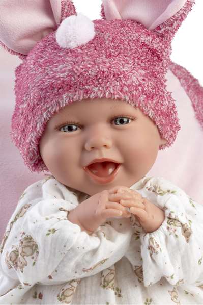 Llorens Muñeca Mimi Sonrisas 42cm con Cojín y Mecanismo de Sonido, Cuerpo de Tela