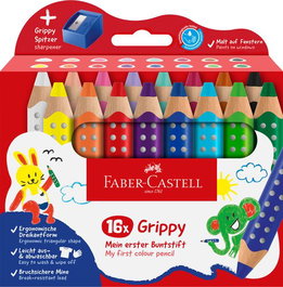 Lapices De Colores Faber-Castell Grippy Xxl  3 En 1 Estuche De 16 (+ Afila)