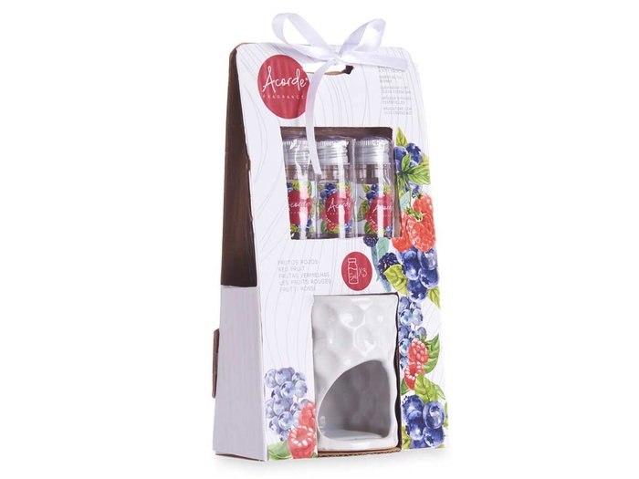 ACORDE Set de Quemador de Aceite Esencial Frutos Rojos 3x5ml
