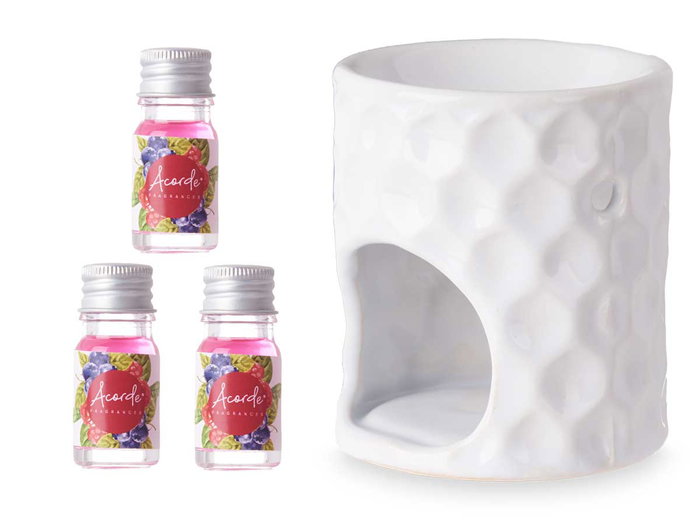 ACORDE Set de Quemador de Aceite Esencial Frutos Rojos 3x5ml
