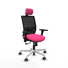 PIQUERAS Y CRESPO Silla de oficina Yunquera Rosa y Negro con mecanismo Sincro