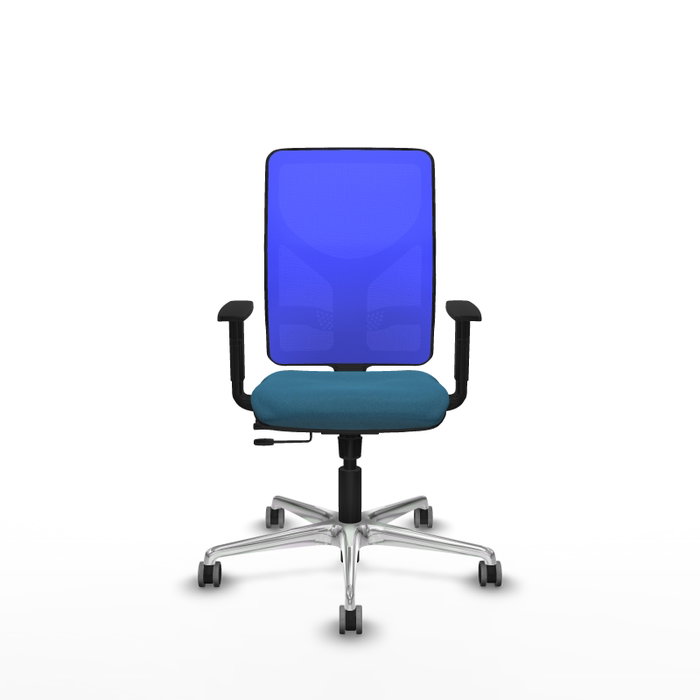 PIQUERAS Y CRESPO Silla de oficina Motilla con mecanismo Sincro/Traslack, Tela Verde petróleo y Malla Azul