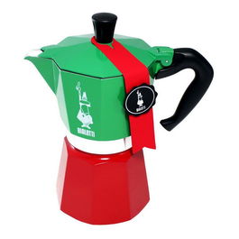 Bialetti 0005323 Cafetera Italiana 3 Tazas Verde, Rojo y Blanco Aluminio