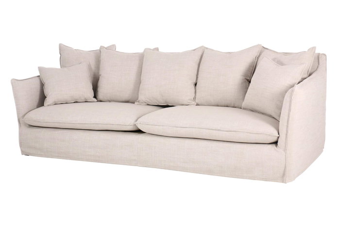 DKD Home Decor Sofá de Lino Beige con 7 Cojines 260x110x86 cm